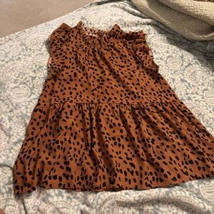 Brown and Black Leopard Print ruffle sleeves shirt. Size xl.